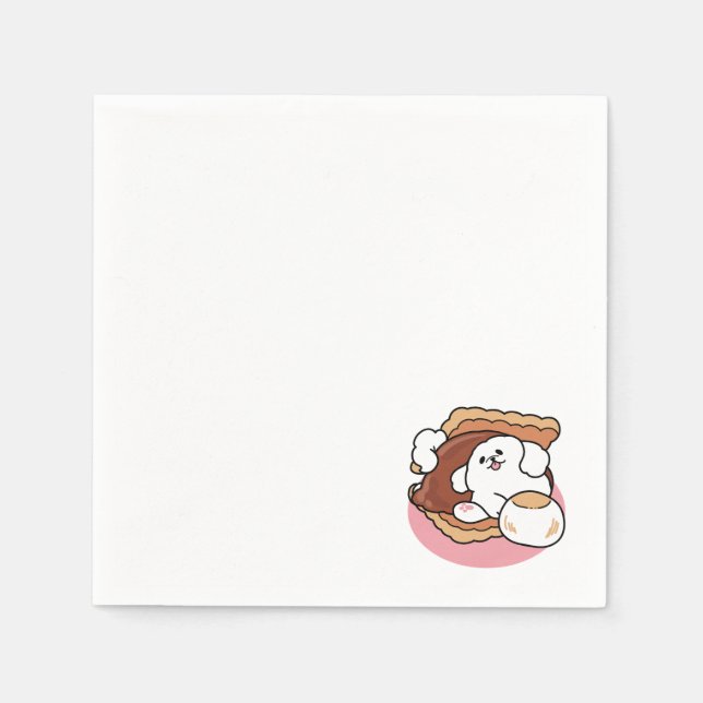 Servilleta De Papel Funny Dog and S’more Design – Kawaii Pet Lover Pun (Anverso)