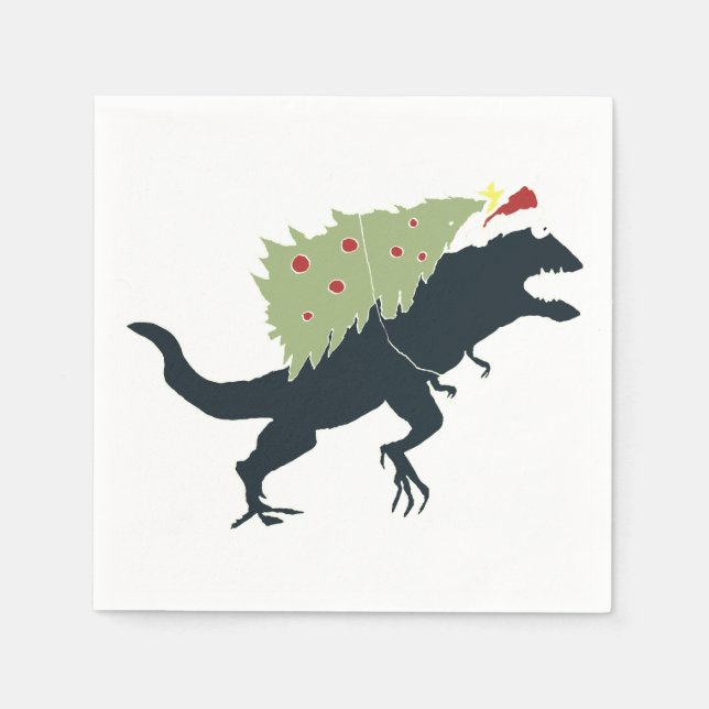 Servilleta De Papel Funny Festive Dino Christmas (Anverso)