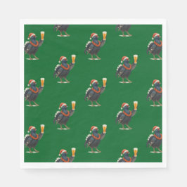 Servilleta De Papel Funny Festive Grouse with Beer Christmas Napkins