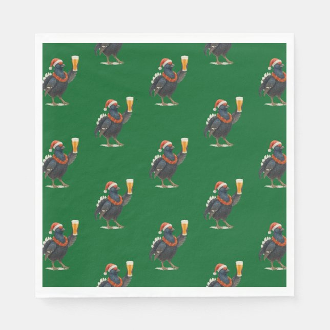 Servilleta De Papel Funny Festive Grouse with Beer Christmas Napkins (Anverso)