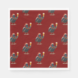 Servilleta De Papel Funny Festive Grouse with Beer Christmas Napkins