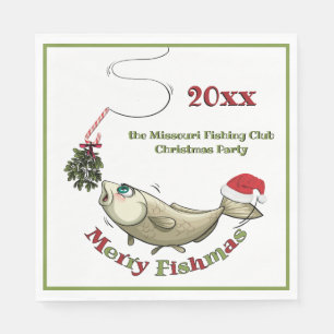 Servilleta De Papel Funny Fishing Navidades - Merry Fishmas Mistletoe