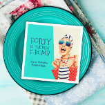 Servilleta De Papel Funny Forty is the New F-Bomb 40th Birthday<br><div class="desc">Host an outrageously funny and unique birthday party for a deserving woman celebrating her 40th Birthday with this retro glam 40th Birthday Party paper napkin design. The design features a kitschy stylish woman in striped sunglasses and hair turban with a polka dot bag and striped towel, rocking her attitude. The...</div>