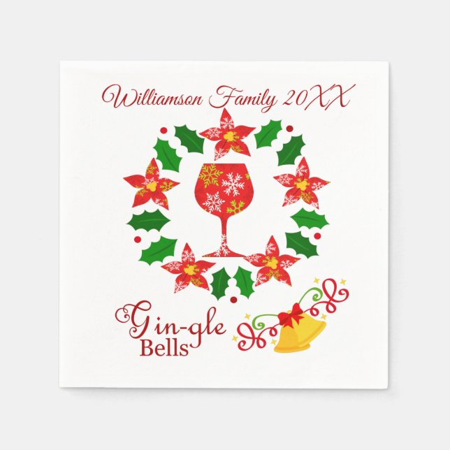 Servilleta De Papel Funny Gin-gle Bells Navidades (Anverso)