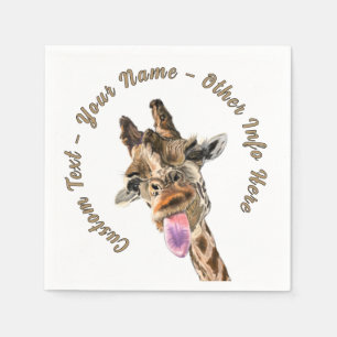 Servilleta De Papel Funny Giraffe Napkins con texto Personalizado