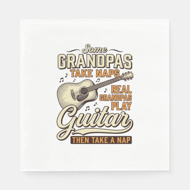 Servilleta De Papel Funny Grandpa Guitar Vintage Engraving Shirt Desig (Anverso)