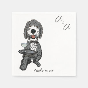 Servilleta De Papel Funny Gray Poodle Cocktail