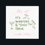 Servilleta De Papel Funny Green Weenies y Tinis Martini Birthday Party<br><div class="desc">Elige esta divertida plantilla de Funny Green Weenies & Tinis Martini Birthday Party Supplied Party con un Martini vaso hecho a mano y un paquete de salchichas. Esta es la invitación perfecta para una gran ducha de novia, una soltera o una fiesta de cumpleaños. Personalizar el diseño con los detalles...</div>