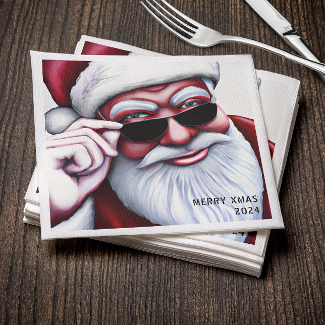 Servilleta De Papel Funny Guay Santa Claus en Navidades de lentes de s (Funny Cool Santa Claus in Sunglasses Christmas)