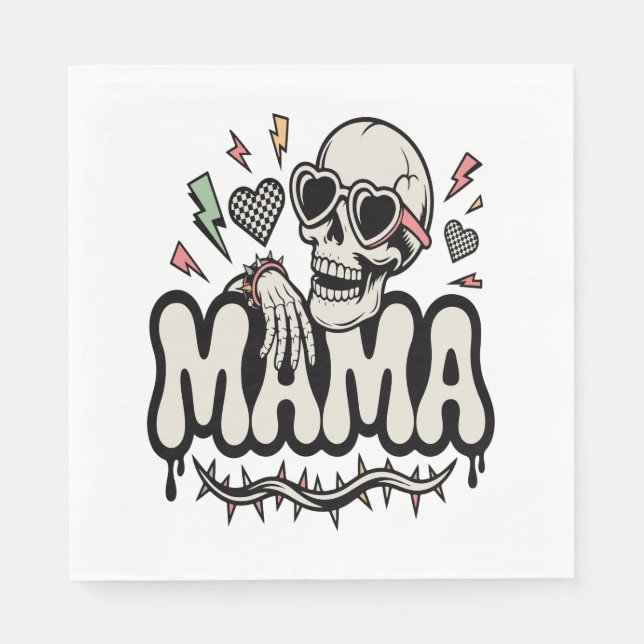 Servilleta De Papel Funny Halloween Mama Guay Skull (Anverso)