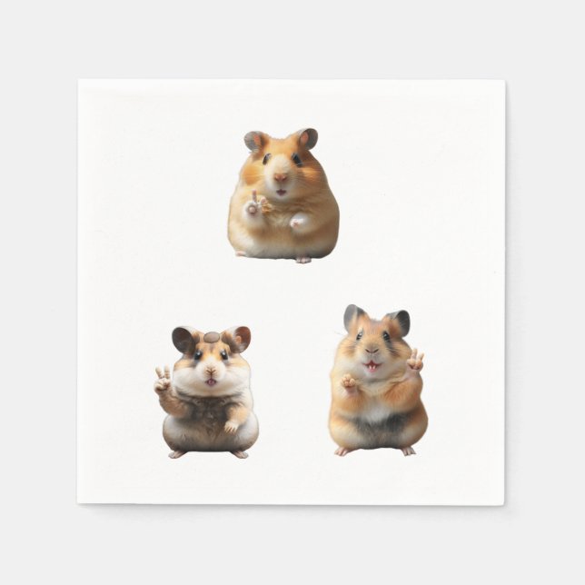 Servilleta De Papel Funny Hamster Meme Peace Sign (Anverso)