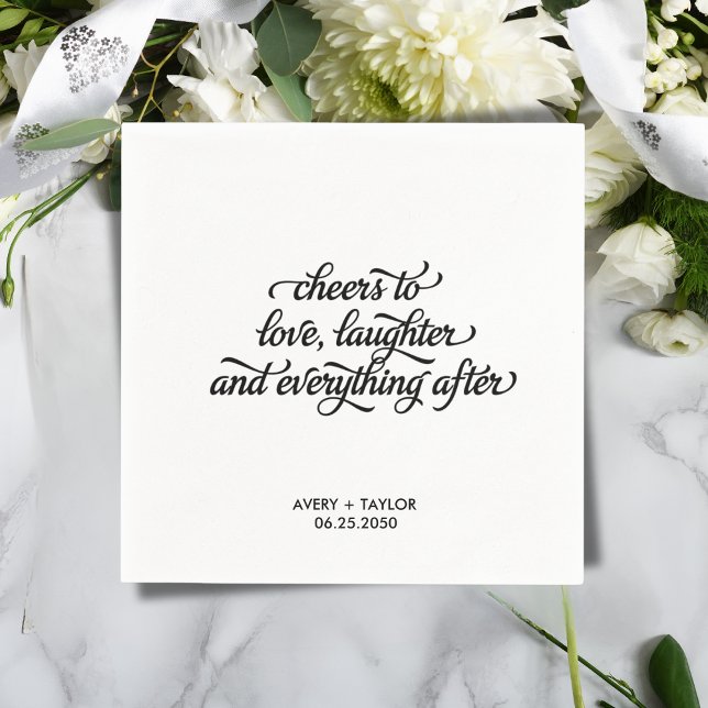 Servilleta De Papel Funny Happily Ever After Wedding Napkins (Calligraphic Script Funny Saying Wedding Napkins)