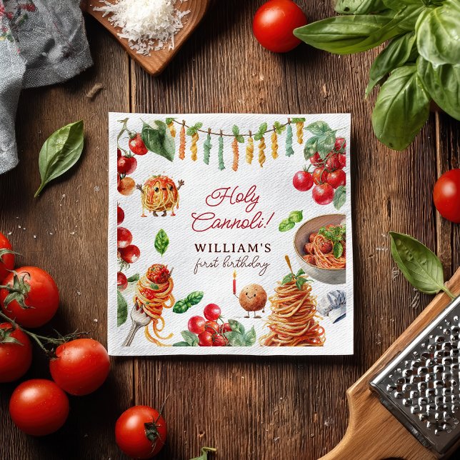 Servilleta De Papel Funny Holy Cannoli little meatball 1st birthday (Funny Holy Cannoli little meatball 1st birthday Napkins)