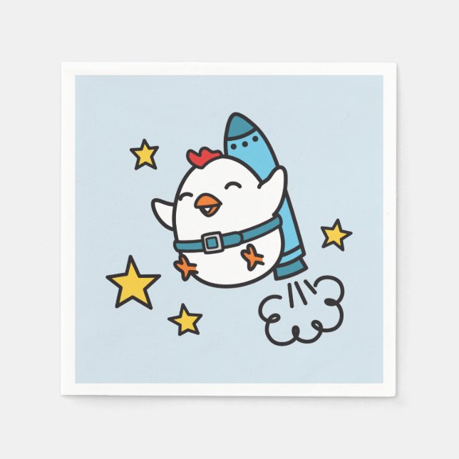 Servilleta De Papel Funny Jetpack Chicken Design (Anverso)