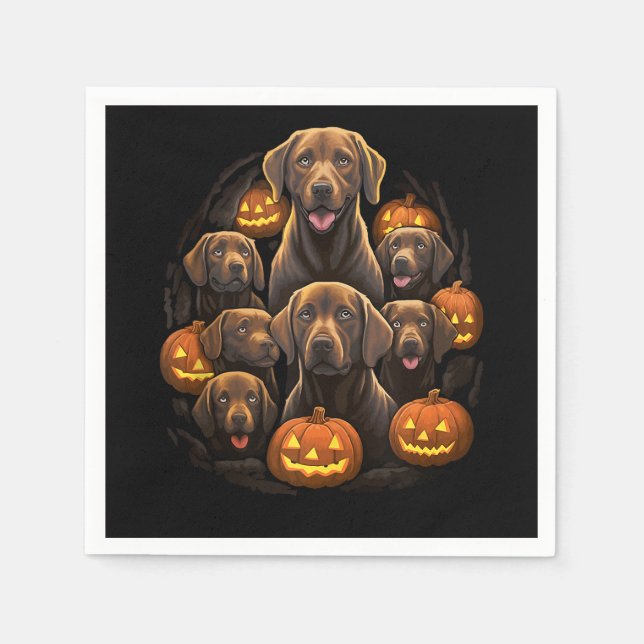 Servilleta De Papel Funny Labrador Recuperador Calabaza de Chocolate H (Anverso)
