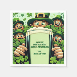 Servilleta De Papel Funny Lucky Leprechauns St. Patrick's Day Fiesta