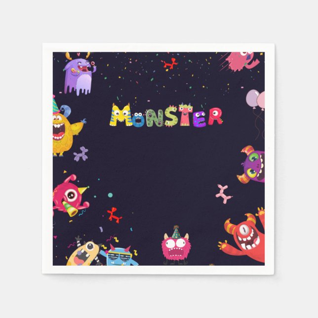 Servilleta De Papel Funny Monster Napkins Party Birthday (Anverso)