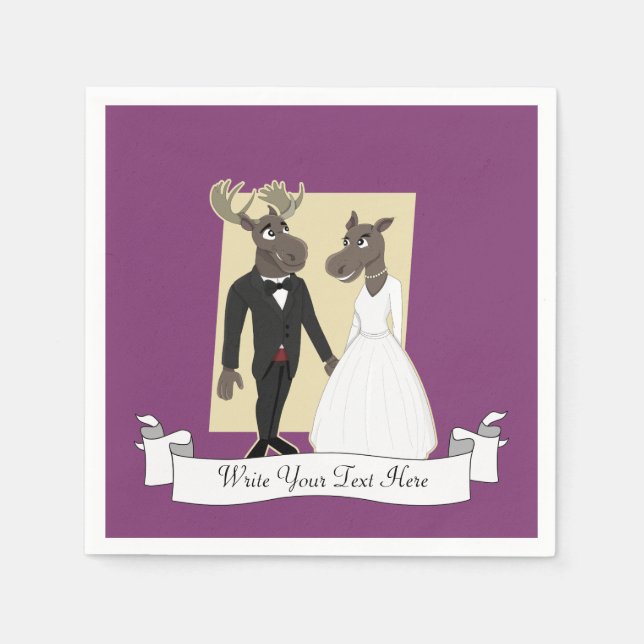 Servilleta De Papel Funny Moose Boda Personalizado (Anverso)