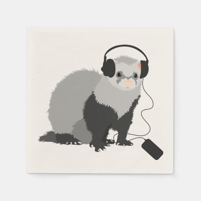 Servilleta De Papel Funny Music Lover Ferret (Anverso)
