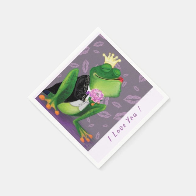 Servilleta De Papel Funny Napkins con Frog Prince - Personalizado Text (Borde)