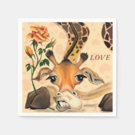 Servilleta De Papel Funny Napkins Giraffe con Rosa - Personalizado Tex