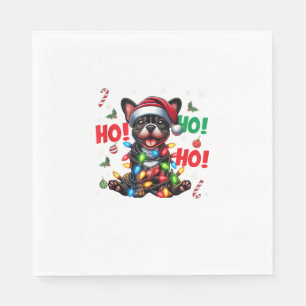 Servilleta De Papel Funny Navidades de Bulldog francés Santa Hat Light