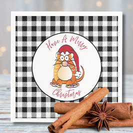 Servilleta De Papel Funny Navidades Personalizado Cat Santa Hat Holida