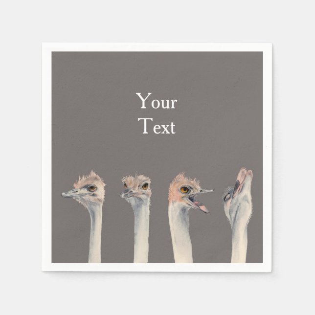 Servilleta De Papel Funny Ostrich Bird Personalizado (Anverso)