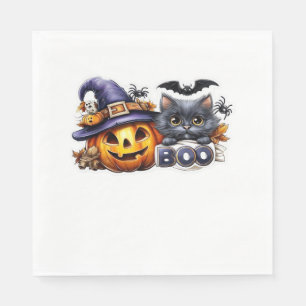 Servilleta De Papel Funny Pegatina de Gato de Halloween - Gorra de Bru