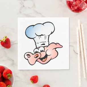 Servilleta De Papel Funny Personalizado Pig Chef con Gorra