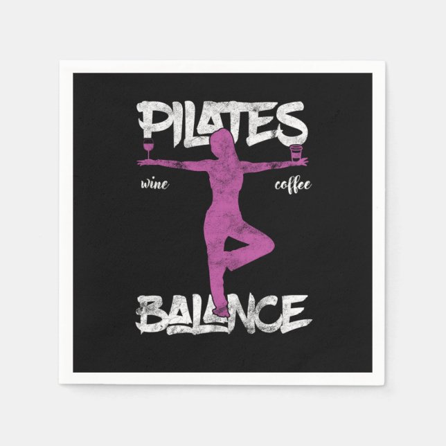 Servilleta De Papel Funny Pilates Balancing Yoga Fitness Wine Drinker  (Anverso)