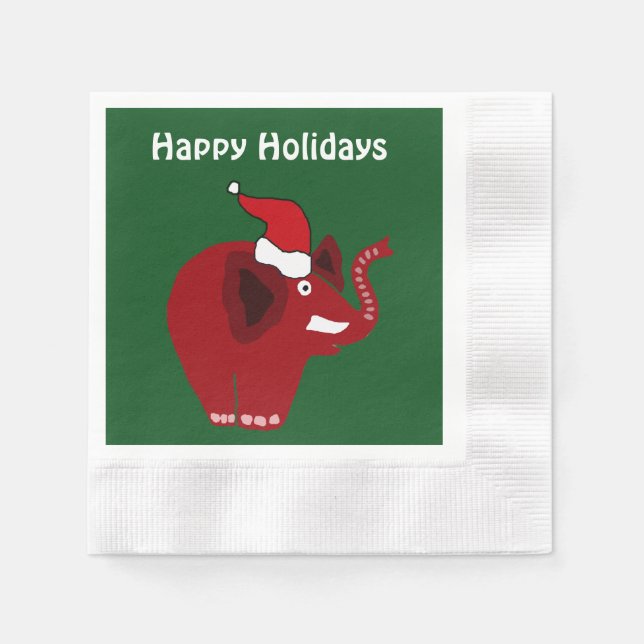 Servilleta De Papel Funny Red Navidades Elephant (Anverso)