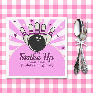 Servilleta De Papel Funny Retro Bowling Birthday Girl Party