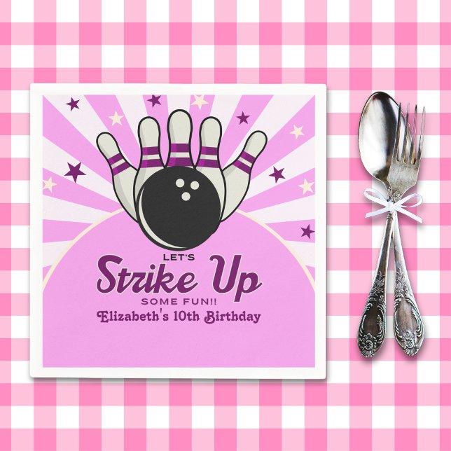 Servilleta De Papel Funny Retro Bowling Birthday Girl Party (Subido por el creador)