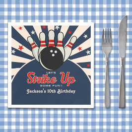 Servilleta De Papel Funny Retro Bowling Birthday Party for Kids