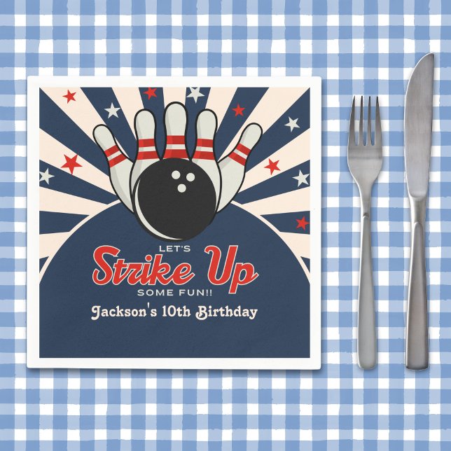 Servilleta De Papel Funny Retro Bowling Birthday Party for Kids (Subido por el creador)