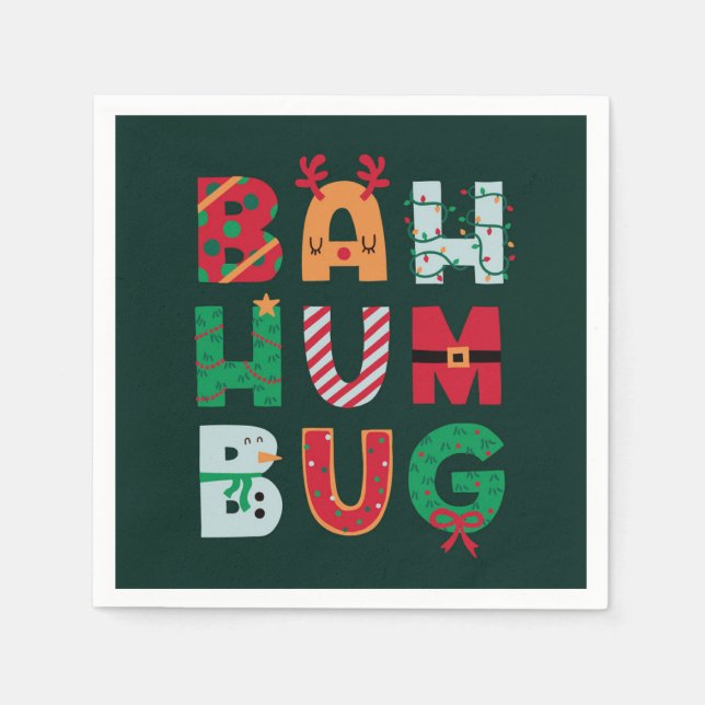 Servilleta De Papel Funny Rubbish Bah Humbug Holiday Card (Anverso)