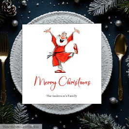 Servilleta De Papel Funny Santa Claus Watercolor Holiday Napkins