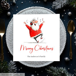 Servilleta De Papel Funny Santa Watercolor Holiday Party Napkins