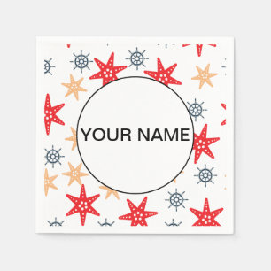 Servilleta De Papel Funny Seastars And SteerWheels Pattern