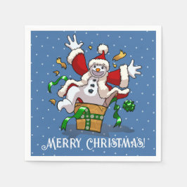 Servilleta De Papel Funny Snowman Merry Christmas Surprise Cartoon