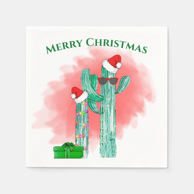 Servilleta De Papel Funny Southwest Cactus Sungafas Navidades (Anverso)