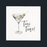 Servilleta De Papel Funny 'Tini Time Martini Cocktail<br><div class="desc">¡Es la hora de la verdad! Es hora de martinis y diversión. Este diseño humorístico presenta un juego de palabras con un apodo 'tini (para martini) que hace saber a todos que es hora de los martinis. ¡Dejen pasar los buenos tiempos! Esta servilleta de cóctel es un buen comienzo de...</div>