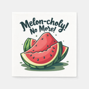 Servilleta De Papel Funny Watermelon Pun "Melon-choly No More"