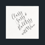 Servilleta De Papel Funny Wine Fiesta Napkins<br><div class="desc">Estas preciosas toallas de vino para adultos incluyen las palabras "suaves,  elegantes y malas charcutería con vino" en la tipografía negra. Una elección divertida para la decoración de cumpleaños.</div>