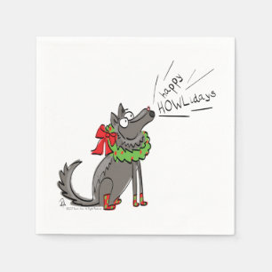 Servilleta De Papel Funny Wolf Navidades Felices vacaciones de Howlida