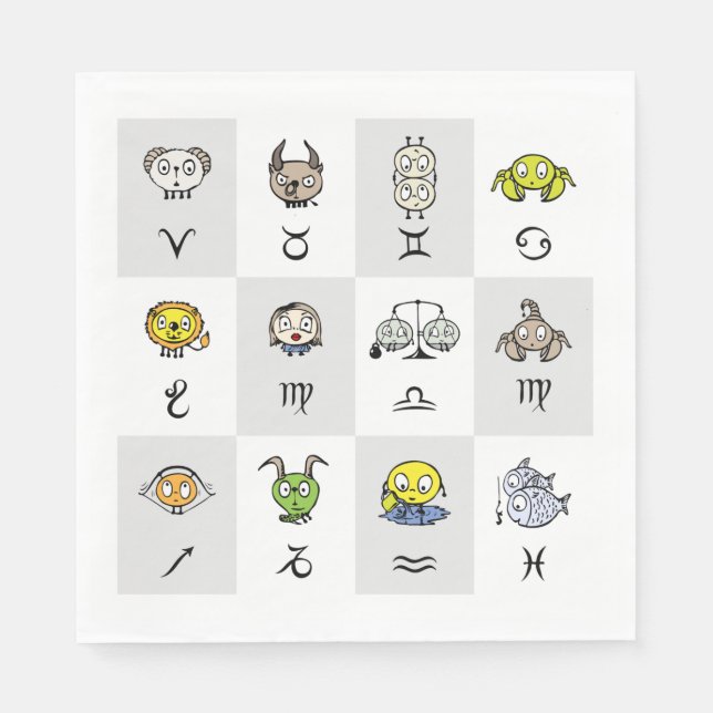 Servilleta De Papel Funny Zodiac Signs (Anverso)