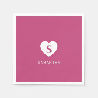 Servilleta De Papel Fushcia Rosa Monograma rosa