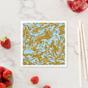 Servilleta De Papel Fusión Opulenta: Impresión de mármol teal y dorado