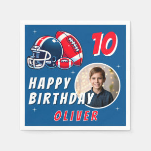 Servilleta De Papel Fútbol Ball Casco Personalizado Foto Cumpleaños